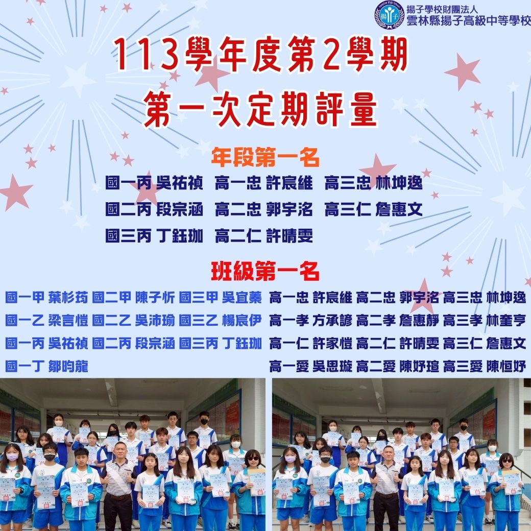 113學年度第2學期第一次定期評量榮譽榜